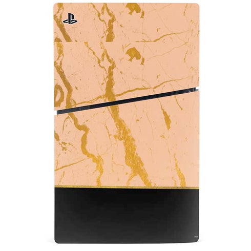 Pink Gold and Black Marble PS5 Slim Digital Edition Console Skin