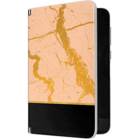 Pink Gold and Black Marble Surface Duo Skin