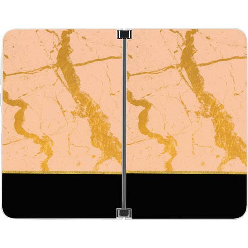 Pink Gold and Black Marble Surface Duo Skin