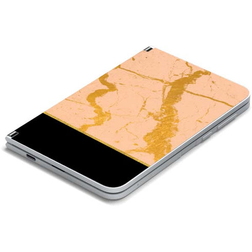 Pink Gold and Black Marble Surface Duo Skin