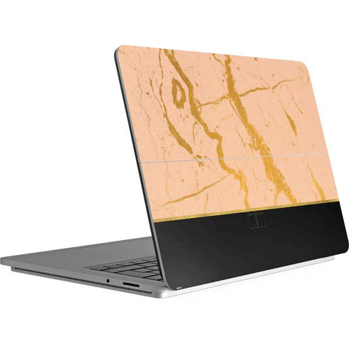 Pink Gold and Black Marble Surface Laptop Studio Skin