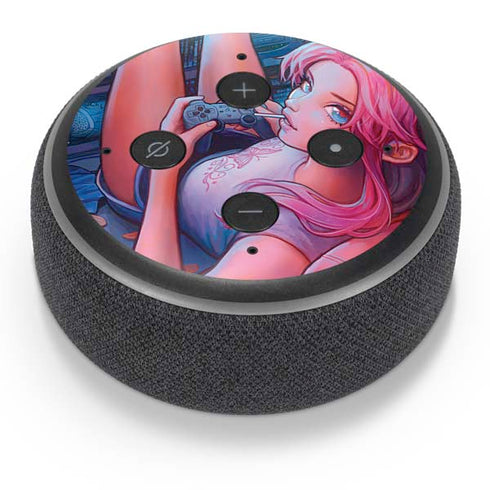 Pink Hair Anime Gamer Girl by Ivy Dolamore Amazon Echo Dot Skin