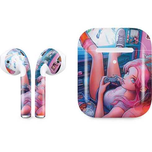 Pink Hair Anime Gamer Girl by Ivy Dolamore Apple AirPods 2 Skin