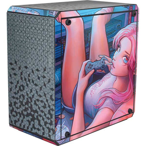 Pink Hair Anime Gamer Girl by Ivy Dolamore Cooler Master MasterBox Q300L Mini Tower Skin
