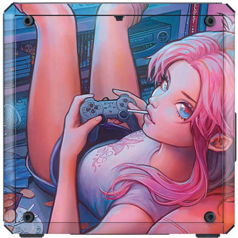 Pink Hair Anime Gamer Girl by Ivy Dolamore Cooler Master MasterBox Q300L Mini Tower Skin