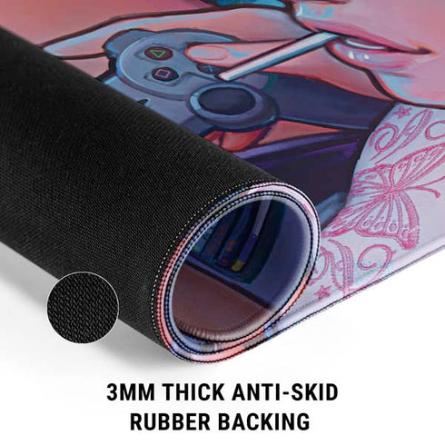 Pink Hair Anime Gamer Girl by Ivy Dolamore Gaming Mouse Pad