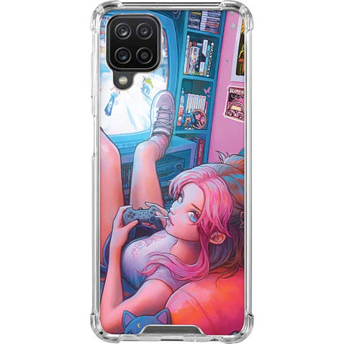 Pink Hair Anime Gamer Girl by Ivy Dolamore Galaxy A12 Clear Case
