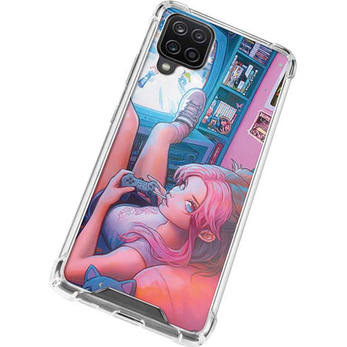 Pink Hair Anime Gamer Girl by Ivy Dolamore Galaxy A12 Clear Case