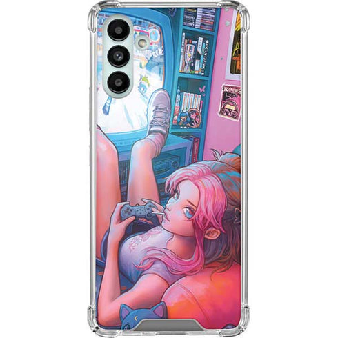 Pink Hair Anime Gamer Girl by Ivy Dolamore Galaxy A13 5G Clear Case