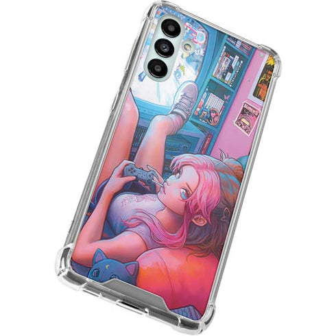Pink Hair Anime Gamer Girl by Ivy Dolamore Galaxy A13 5G Clear Case