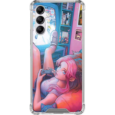 Pink Hair Anime Gamer Girl by Ivy Dolamore Galaxy A14 5G Clear Case