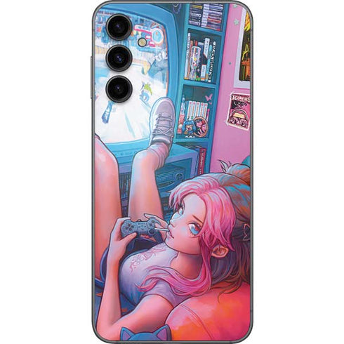 Pink Hair Anime Gamer Girl by Ivy Dolamore Galaxy A14 5G Skin