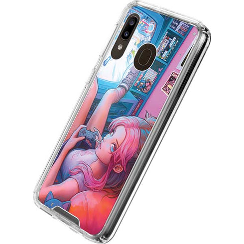 Pink Hair Anime Gamer Girl by Ivy Dolamore Galaxy A30 Clear Case