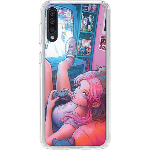 Pink Hair Anime Gamer Girl by Ivy Dolamore Galaxy A50 Clear Case