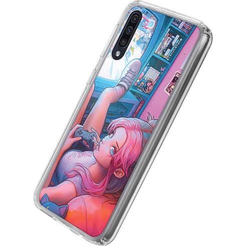 Pink Hair Anime Gamer Girl by Ivy Dolamore Galaxy A50 Clear Case