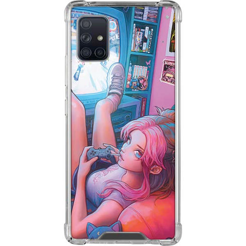 Pink Hair Anime Gamer Girl by Ivy Dolamore Galaxy A51 5G Clear Case