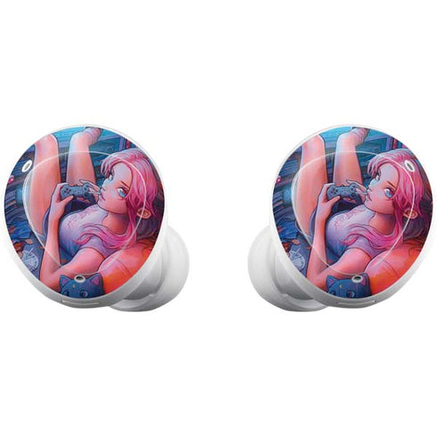 Pink Hair Anime Gamer Girl by Ivy Dolamore Galaxy Buds Plus Skin