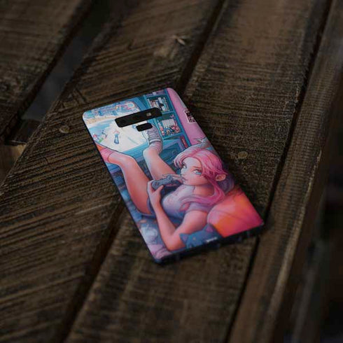 Pink Hair Anime Gamer Girl by Ivy Dolamore Galaxy Note 9 Skin