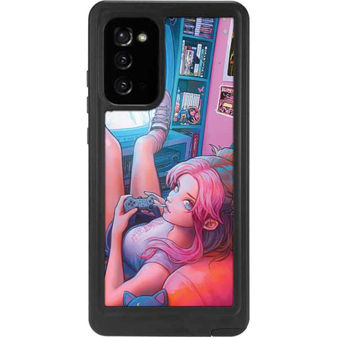 Pink Hair Anime Gamer Girl by Ivy Dolamore Galaxy Note20 5G Waterproof Case