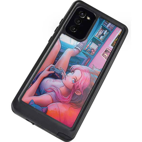 Pink Hair Anime Gamer Girl by Ivy Dolamore Galaxy Note20 5G Waterproof Case