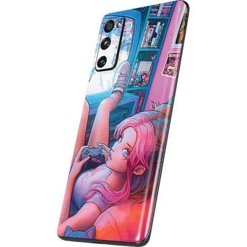 Pink Hair Anime Gamer Girl by Ivy Dolamore Galaxy S20 Fan Edition Skin