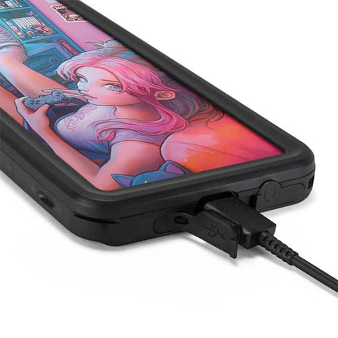 Pink Hair Anime Gamer Girl by Ivy Dolamore Galaxy S20 Plus Waterproof Case