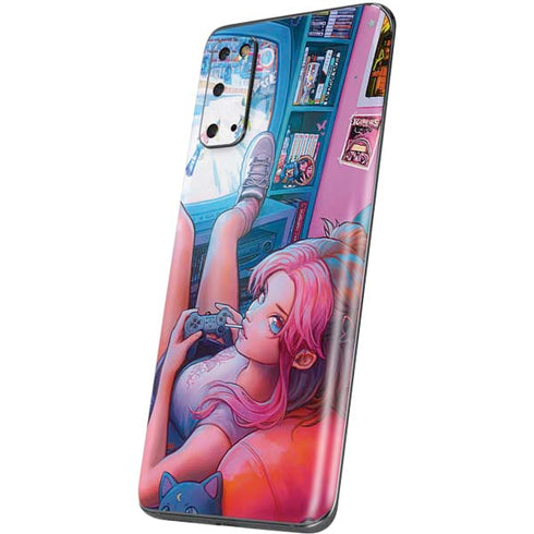 Pink Hair Anime Gamer Girl by Ivy Dolamore Galaxy S20 Skin