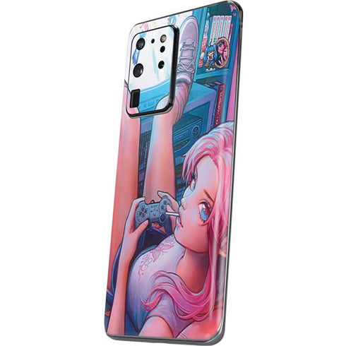 Pink Hair Anime Gamer Girl by Ivy Dolamore Galaxy S20 Ultra 5G Skin