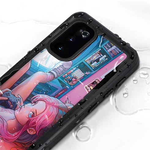 Pink Hair Anime Gamer Girl by Ivy Dolamore Galaxy S20 Waterproof Case