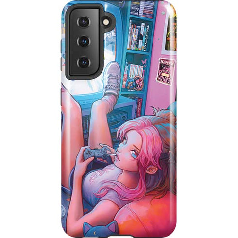 Pink Hair Anime Gamer Girl by Ivy Dolamore Galaxy S21 5G Pro Case