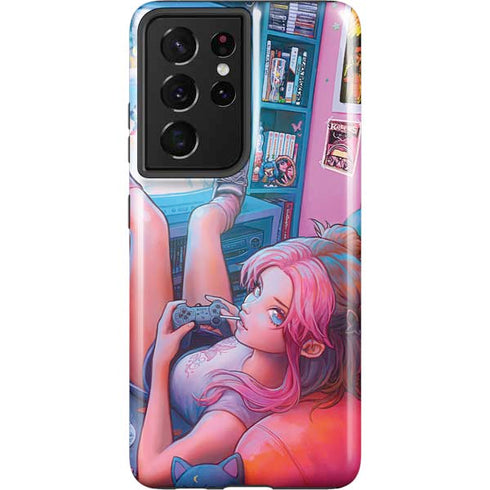 Pink Hair Anime Gamer Girl by Ivy Dolamore Galaxy S21 Ultra 5G Pro Case