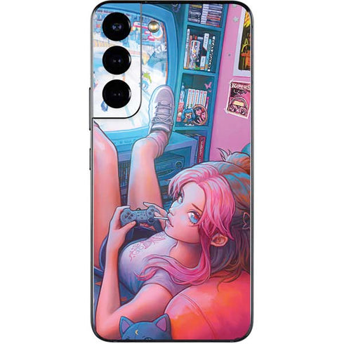 Pink Hair Anime Gamer Girl by Ivy Dolamore Galaxy S22 Skin