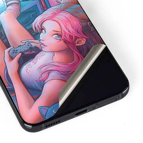 Pink Hair Anime Gamer Girl by Ivy Dolamore Galaxy S22 Skin