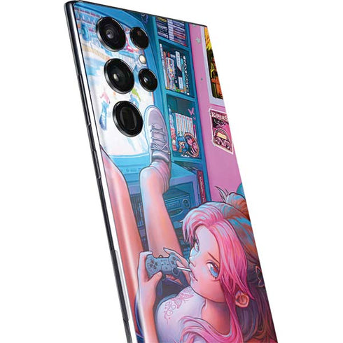 Pink Hair Anime Gamer Girl by Ivy Dolamore Galaxy S22 Ultra Skin
