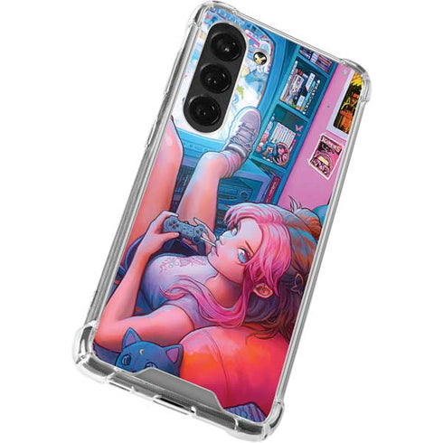 Pink Hair Anime Gamer Girl by Ivy Dolamore Galaxy S23 Clear Case