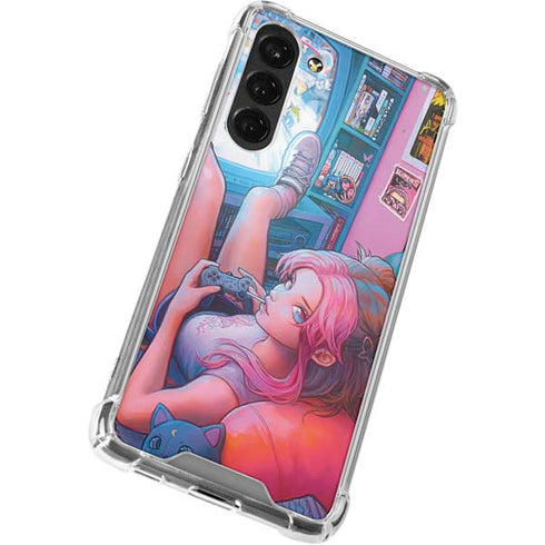 Pink Hair Anime Gamer Girl by Ivy Dolamore Galaxy S23 Plus Clear Case
