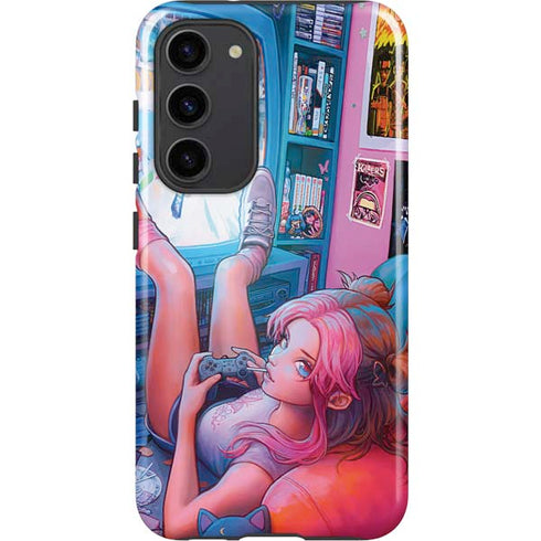 Pink Hair Anime Gamer Girl by Ivy Dolamore Galaxy S23 Plus Pro Case