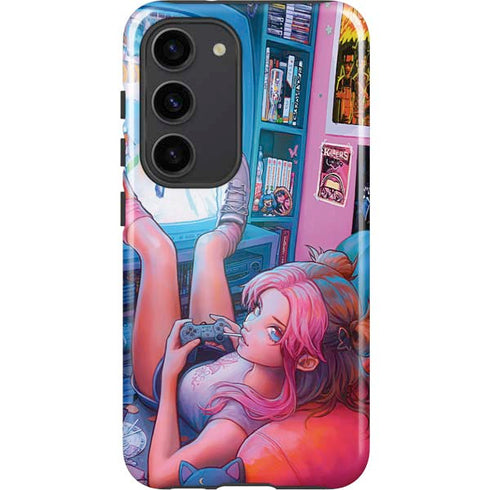 Pink Hair Anime Gamer Girl by Ivy Dolamore Galaxy S23 Pro Case