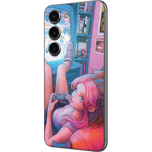 Pink Hair Anime Gamer Girl by Ivy Dolamore Galaxy S23 Skin