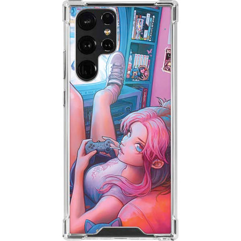 Pink Hair Anime Gamer Girl by Ivy Dolamore Galaxy S23 Ultra Clear Case