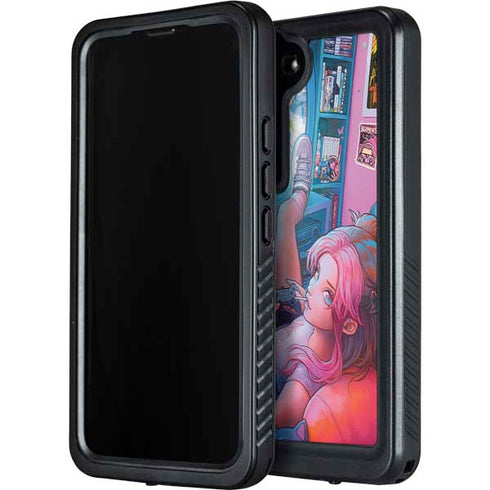 Pink Hair Anime Gamer Girl by Ivy Dolamore Galaxy S23 Waterproof Case