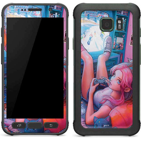 Pink Hair Anime Gamer Girl by Ivy Dolamore Galaxy S7 Active Skin
