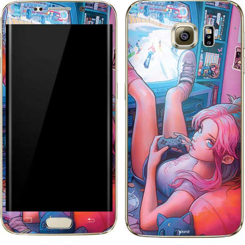 Pink Hair Anime Gamer Girl by Ivy Dolamore Galaxy S7 Edge Skin