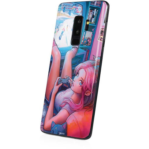 Pink Hair Anime Gamer Girl by Ivy Dolamore Galaxy S9 Plus Skin