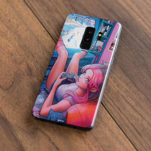 Pink Hair Anime Gamer Girl by Ivy Dolamore Galaxy S9 Plus Skin