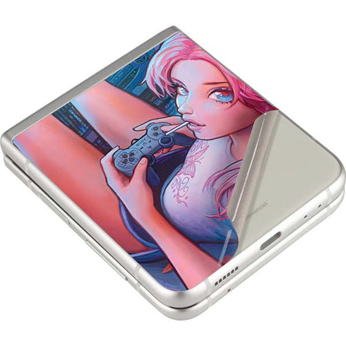 Pink Hair Anime Gamer Girl by Ivy Dolamore Galaxy Z Flip3 5G Skin