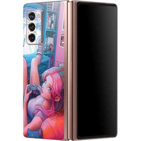 Pink Hair Anime Gamer Girl by Ivy Dolamore Galaxy Z Fold2 5G Skin