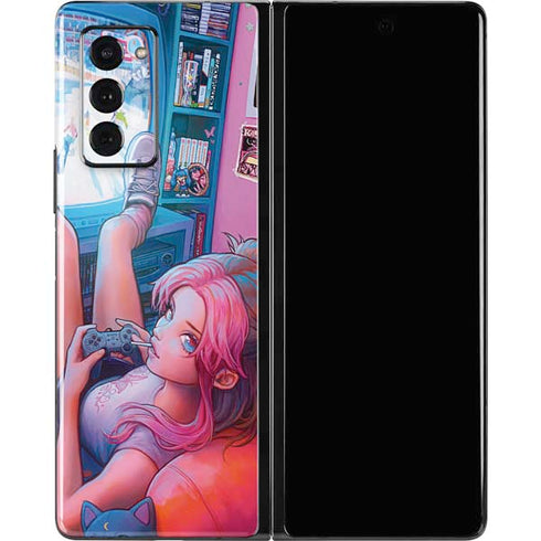 Pink Hair Anime Gamer Girl by Ivy Dolamore Galaxy Z Fold2 5G Skin
