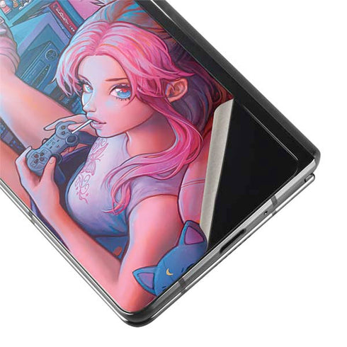 Pink Hair Anime Gamer Girl by Ivy Dolamore Galaxy Z Fold2 5G Skin