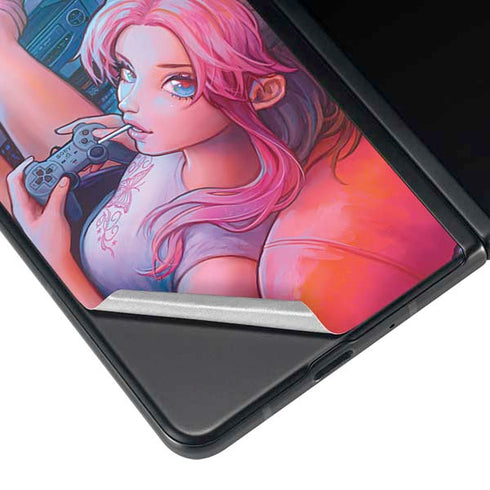 Pink Hair Anime Gamer Girl by Ivy Dolamore Galaxy Z Fold4 5G Skin